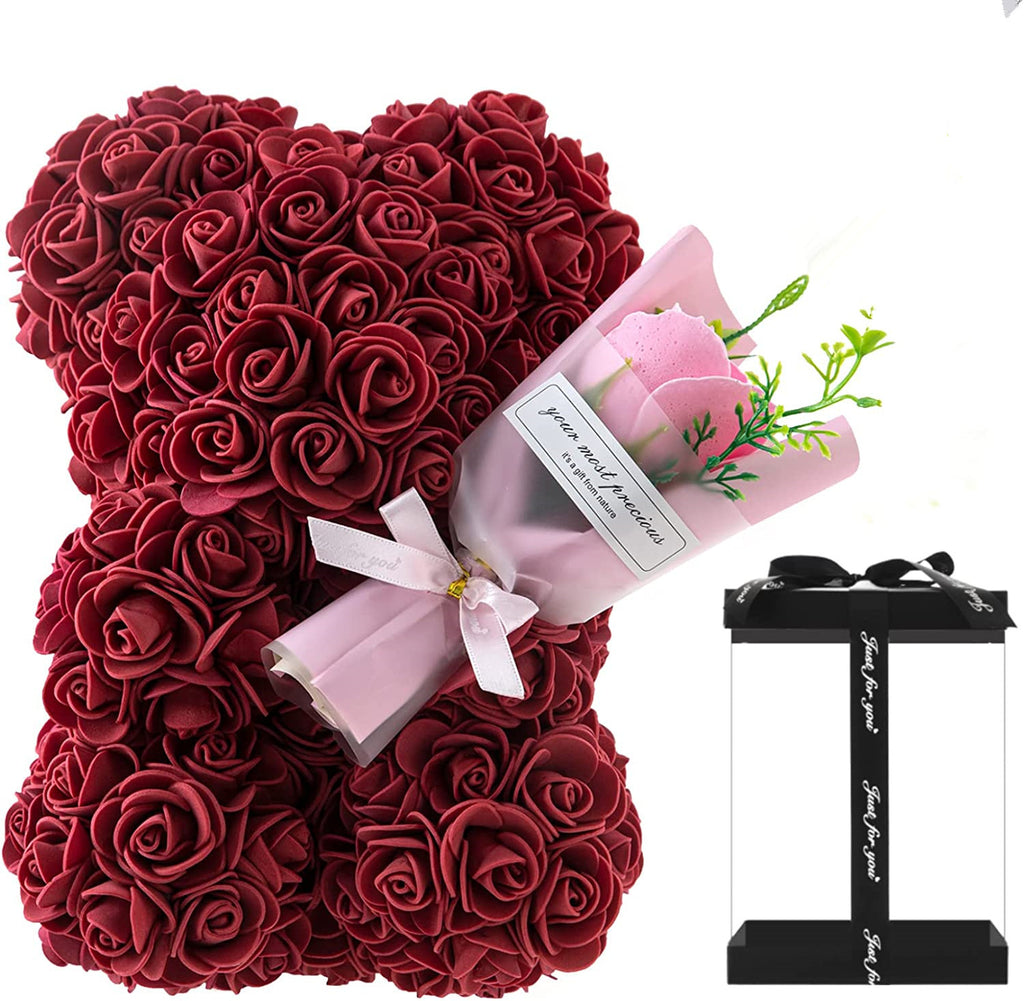Rose Bear with Preserved Fresh Flower — Luxury Romantic Gift for Valentine’s Day & Birthday