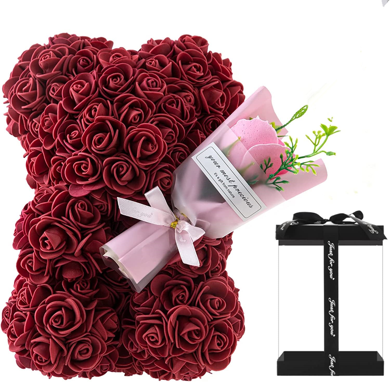 Rose Bear with Preserved Fresh Flower — Luxury Romantic Gift for Valentine’s Day & Birthday