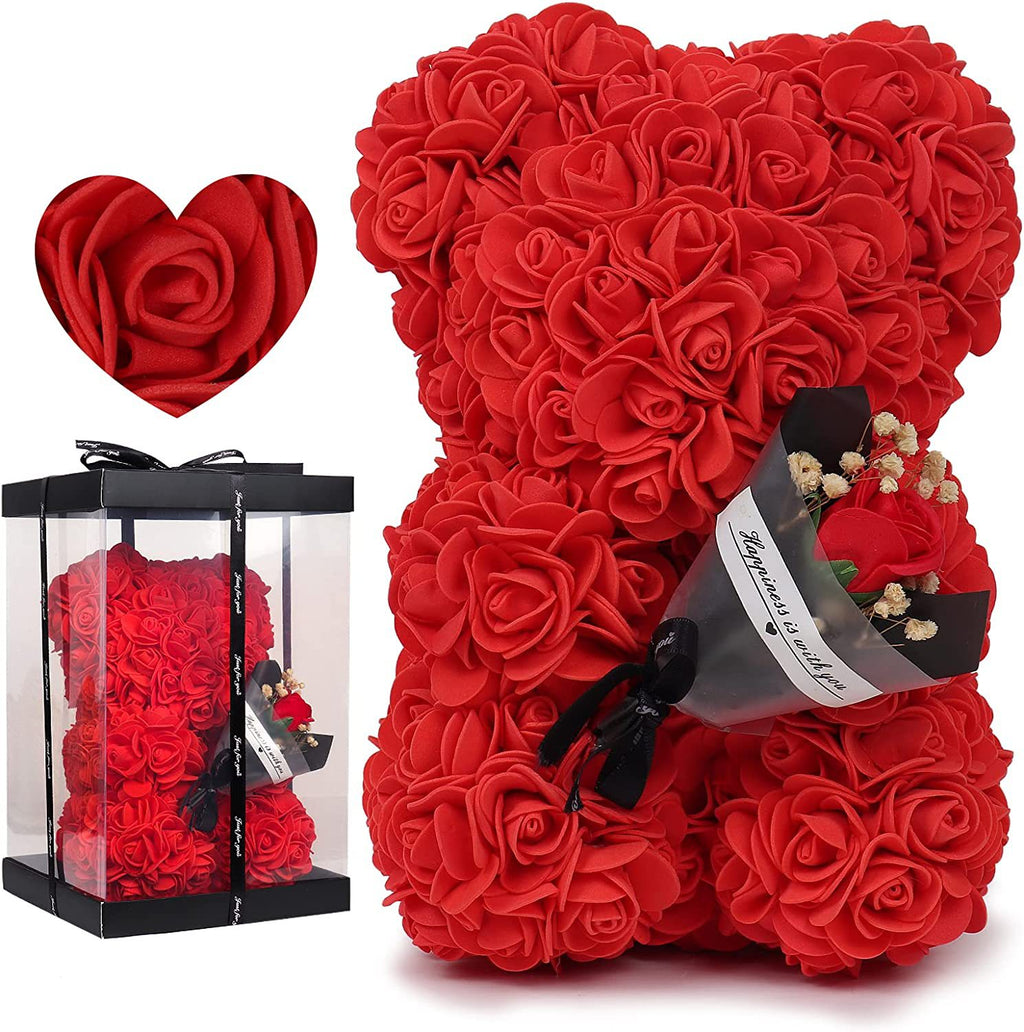 Rose Bear with Preserved Fresh Flower — Luxury Romantic Gift for Valentine’s Day & Birthday