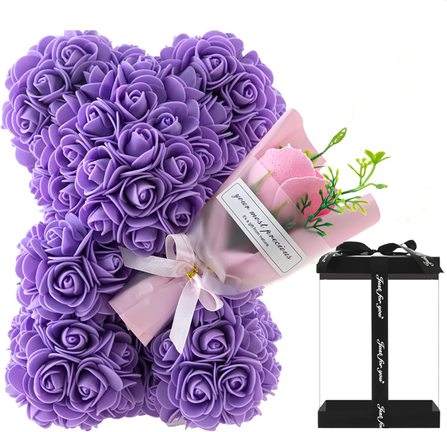 Rose Bear with Preserved Fresh Flower — Luxury Romantic Gift for Valentine’s Day & Birthday