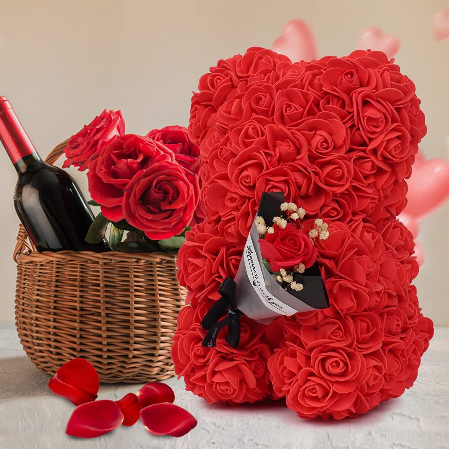 Rose Bear with Preserved Fresh Flower — Luxury Romantic Gift for Valentine’s Day & Birthday